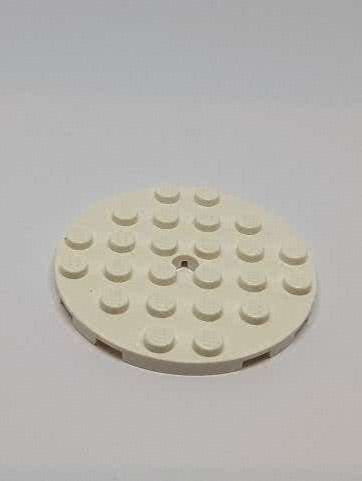 NEU Platte, rund 6 x 6 mit Loch weiß