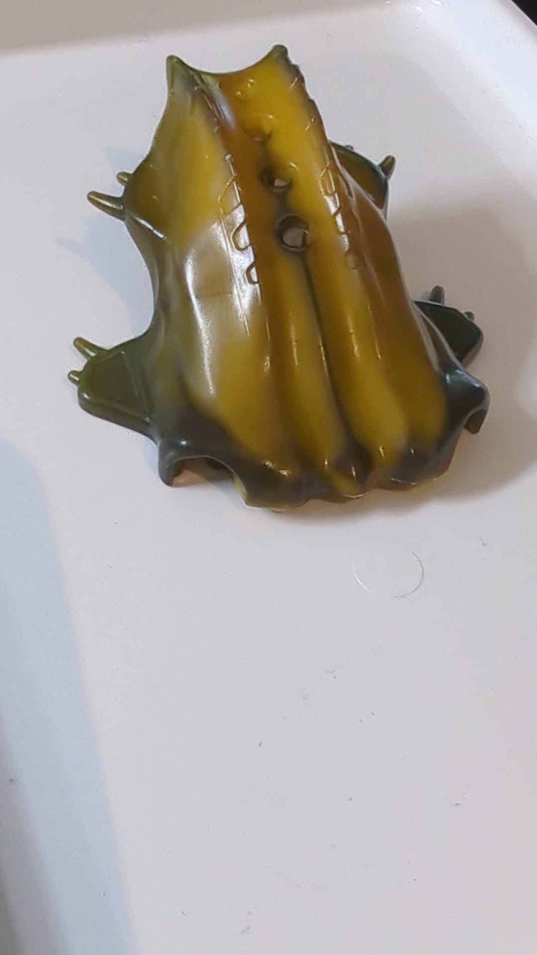 Bionicle-Kopf, Barraki Carapar mit marmoriertem, transparent-braunem Muster hellorange