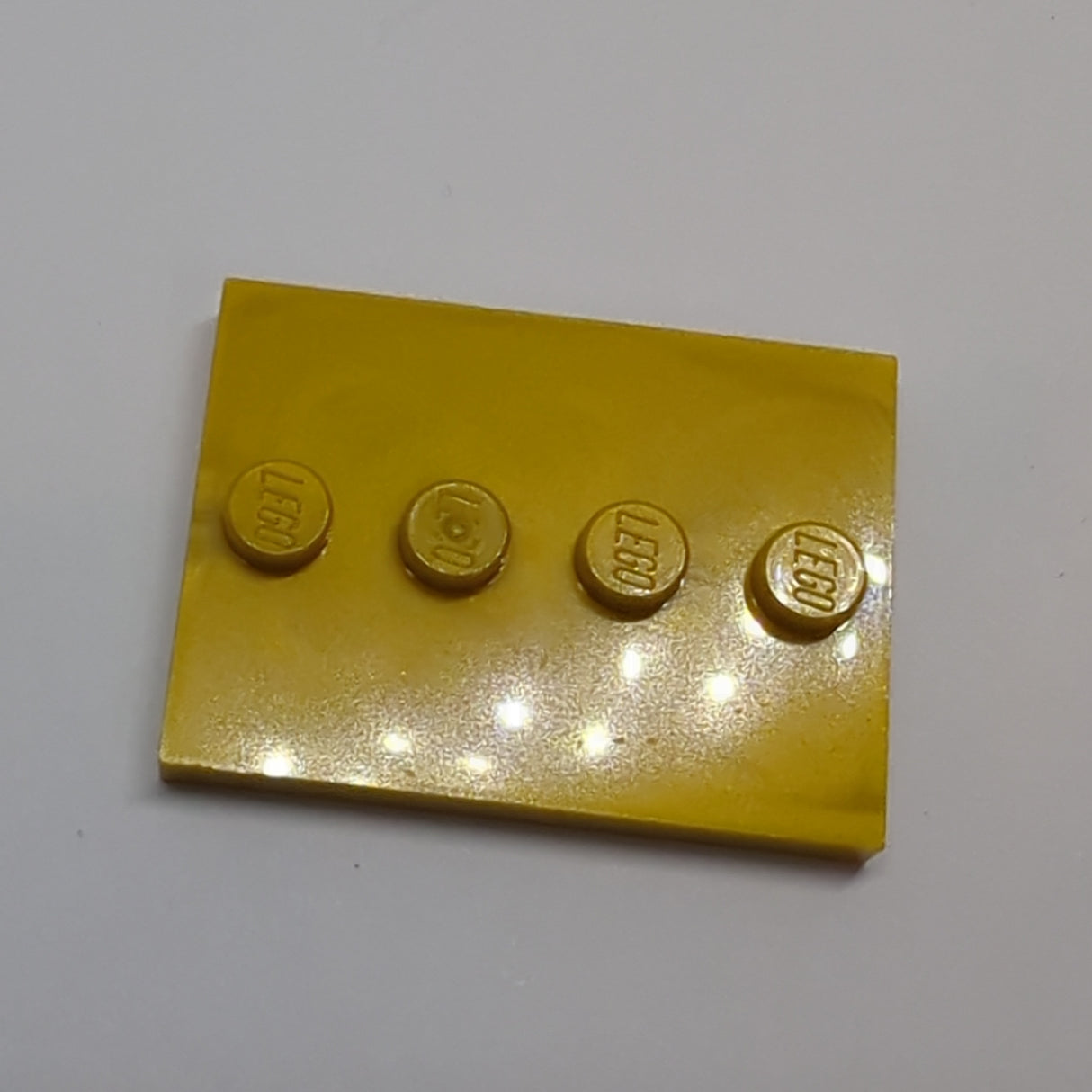 NEU Fliese modifiziert 3 x 4 mit 4 Noppen in der Mitte pearlgold
