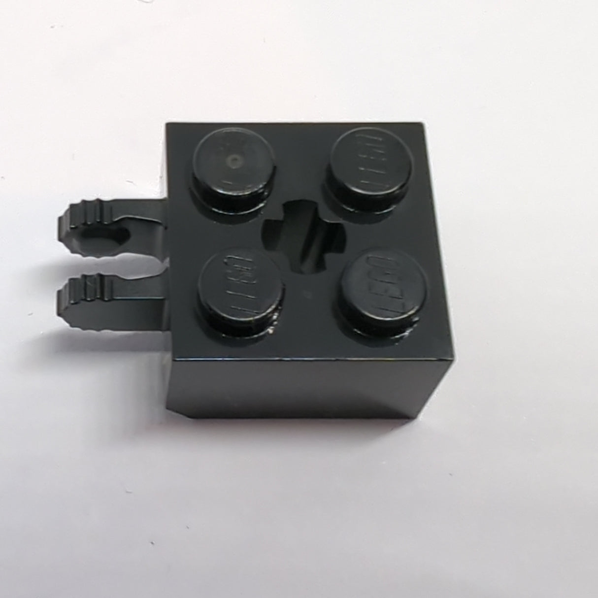 NEU Scharnierstein 2 x 2 mit 2 Fingern, vertikal und Kreuzstil-Achslöcher, 7 Zähne schwarz