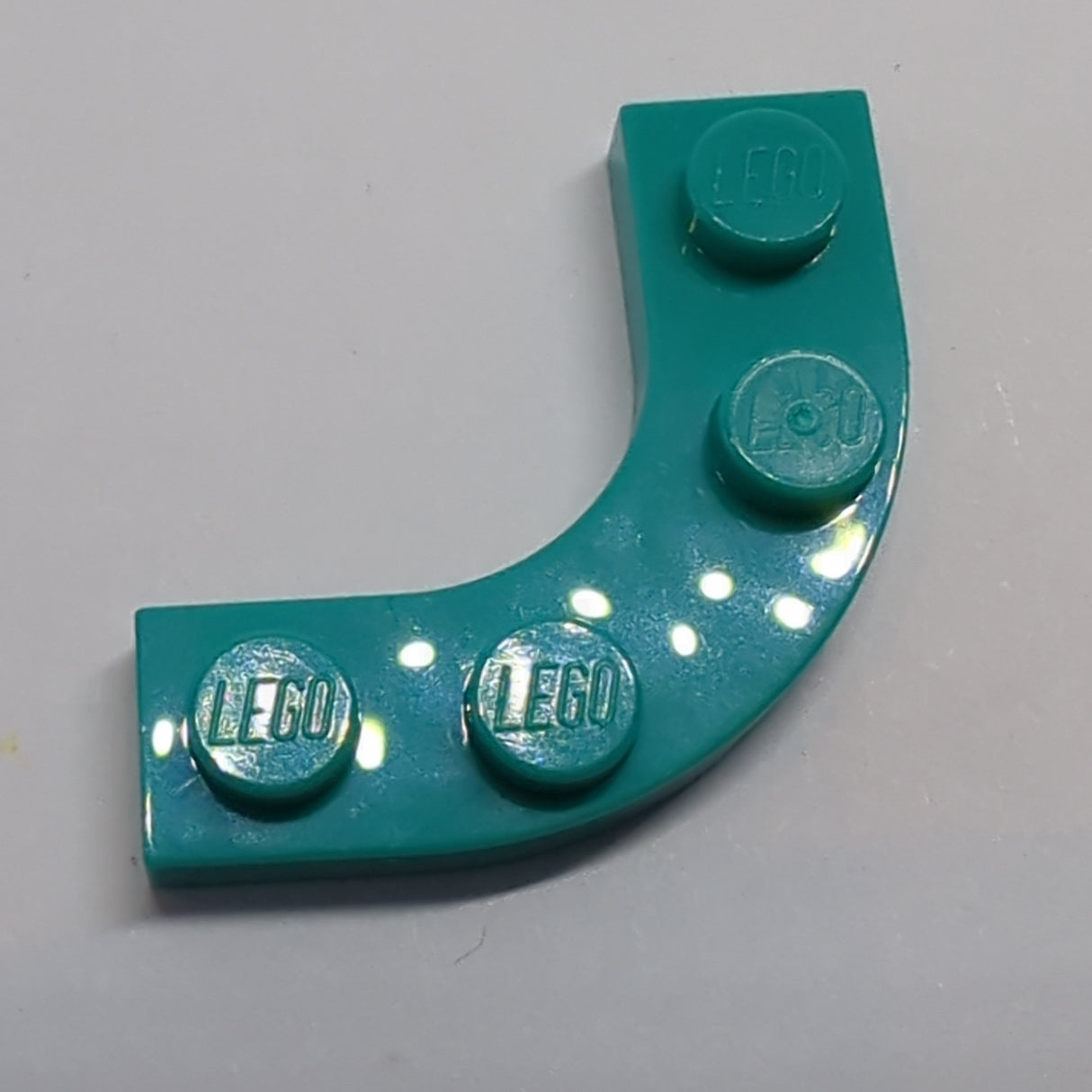 3x3 Platte, runde Ecke mit 2x2 gebogener Cutout türkis dark turquoise