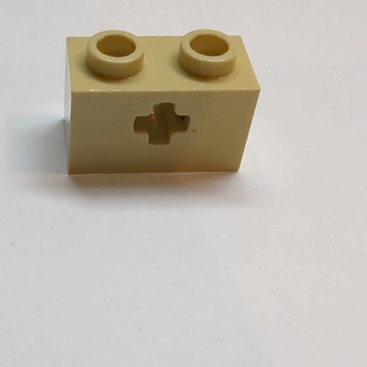 NEU Technik, Stein 1 x 2 mit Achsloch beige