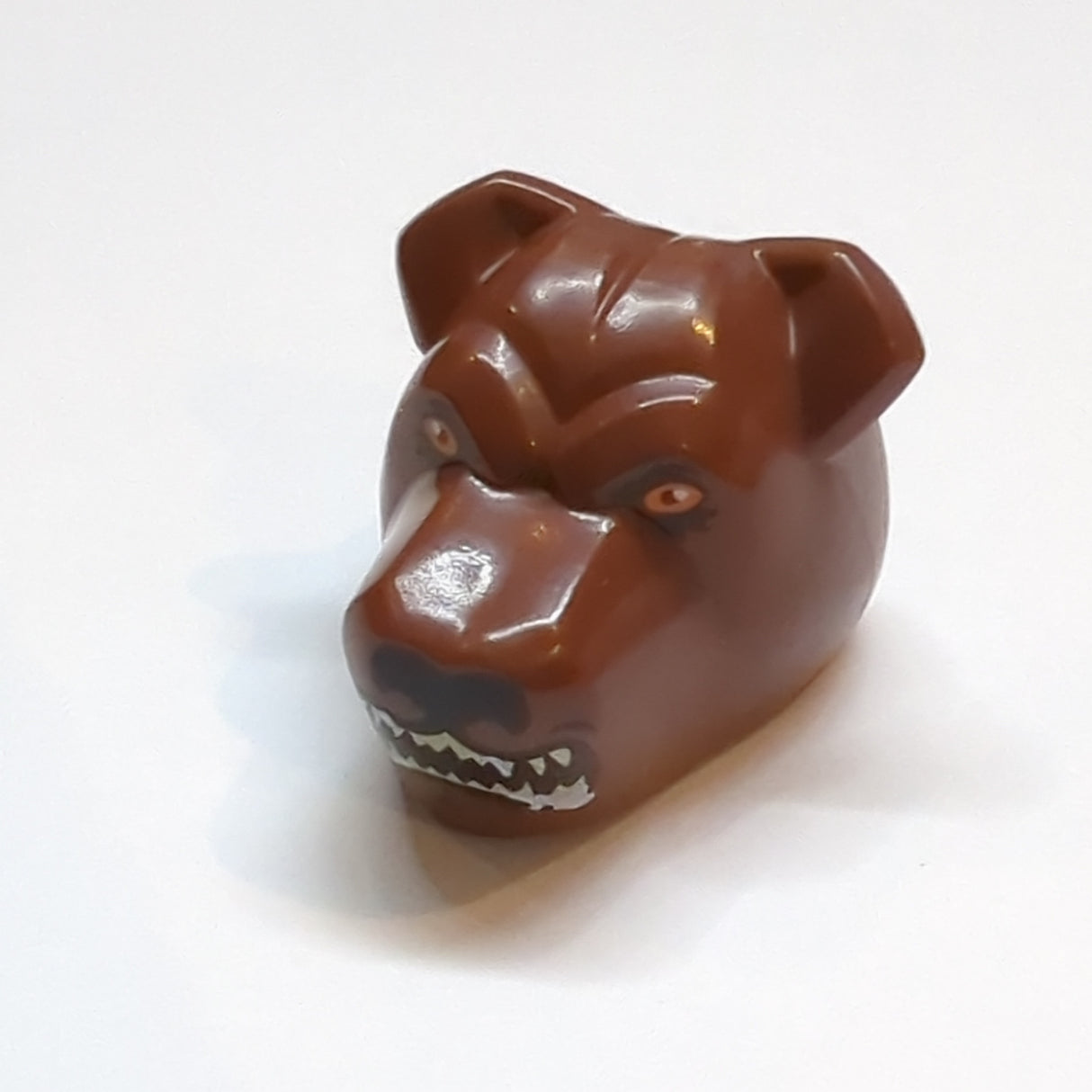 NEU Dog Head with Black Nose, Bright Light Orange Eyes, Snarling Mouth with Foam Pattern (HP Fluffy Right Head) neubraun reddish brown