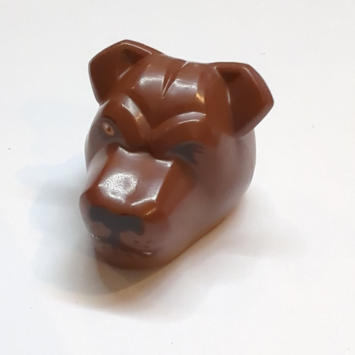 NEU Dog Head with Black Nose, Bright Light Orange Eye, Closed Eye, Snarling Mouth Half Closed Pattern (HP Fluffy Middle Head) neubraun reddish brown
