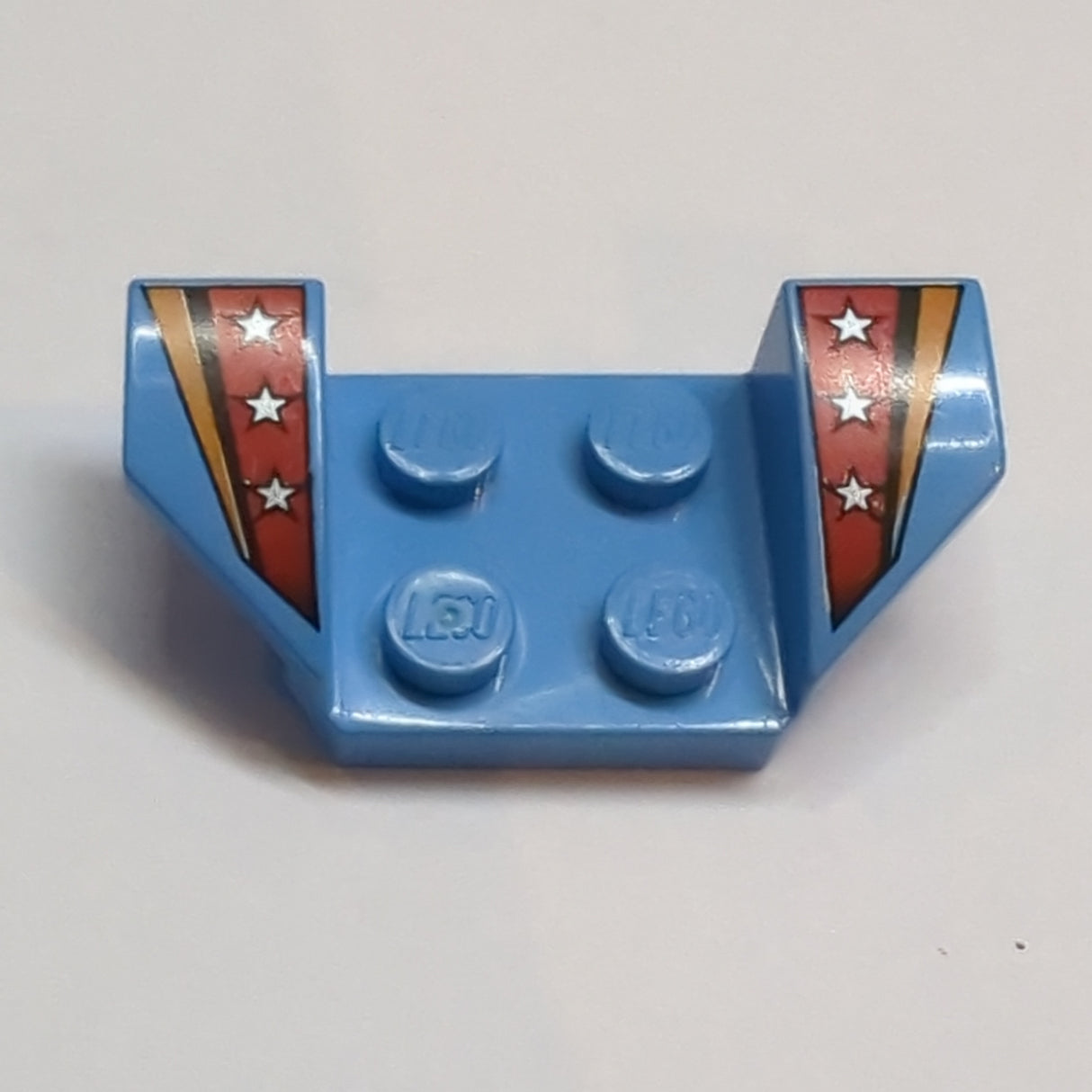 2x4 Kotflügel mit Kotflügelverbreiterungen with Flared Wings with Orange Stripes, Red Fade with Silver Stars Pattern bedruckt mittelblau medium blue