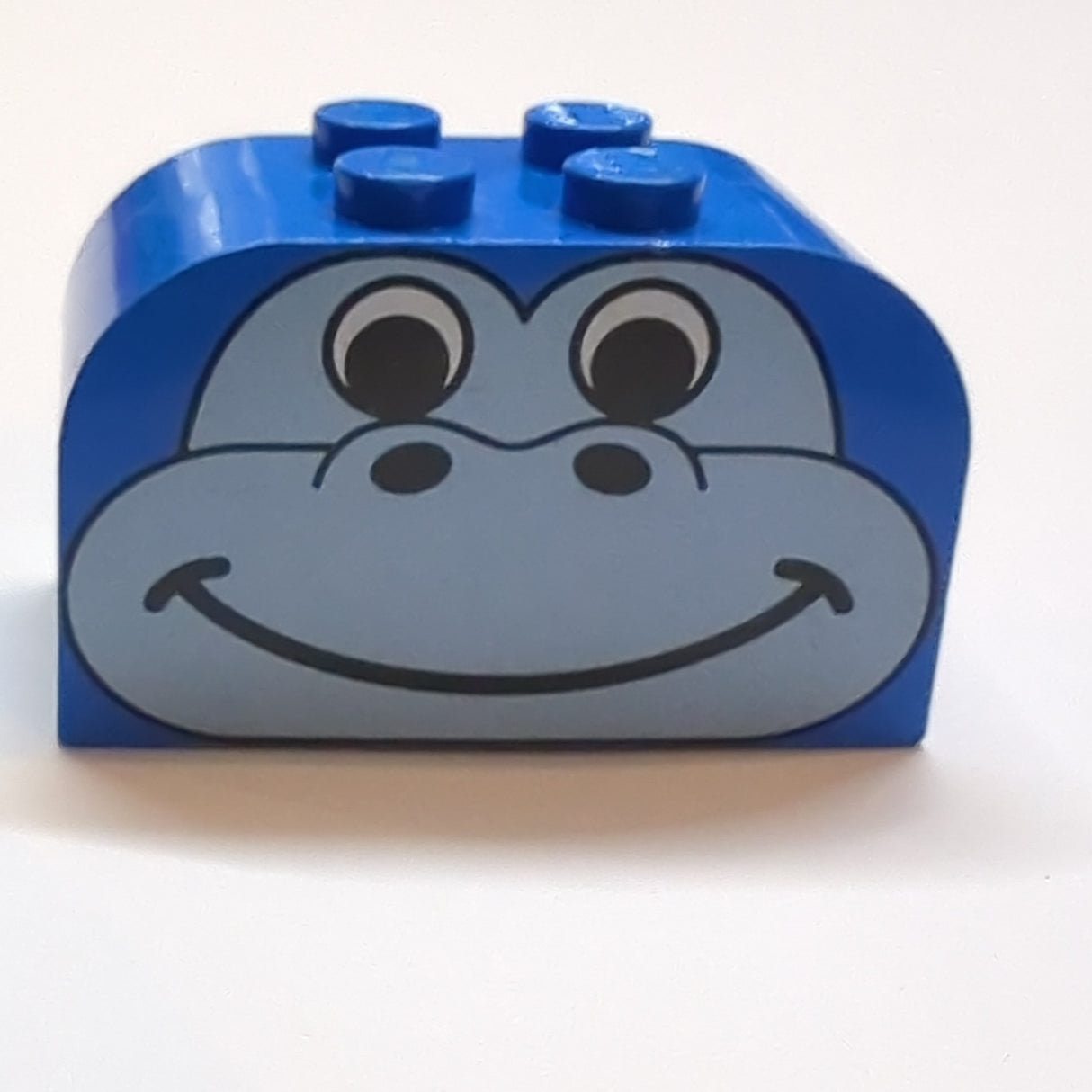 2x4x2 Bogenstein mit 4 Noppen bedruckt with Animal (Dinosaur / Gorilla) Face Pattern blau blue
