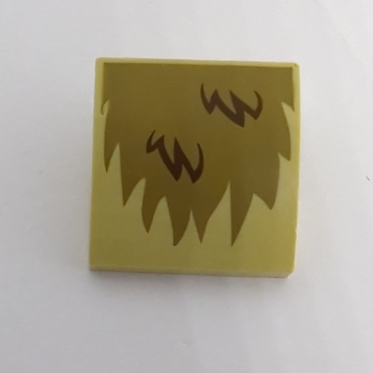 2x2 Halbbogenstein flach keine Noppen mit dunkelbraunem Fellmuster bedruckt beige tan