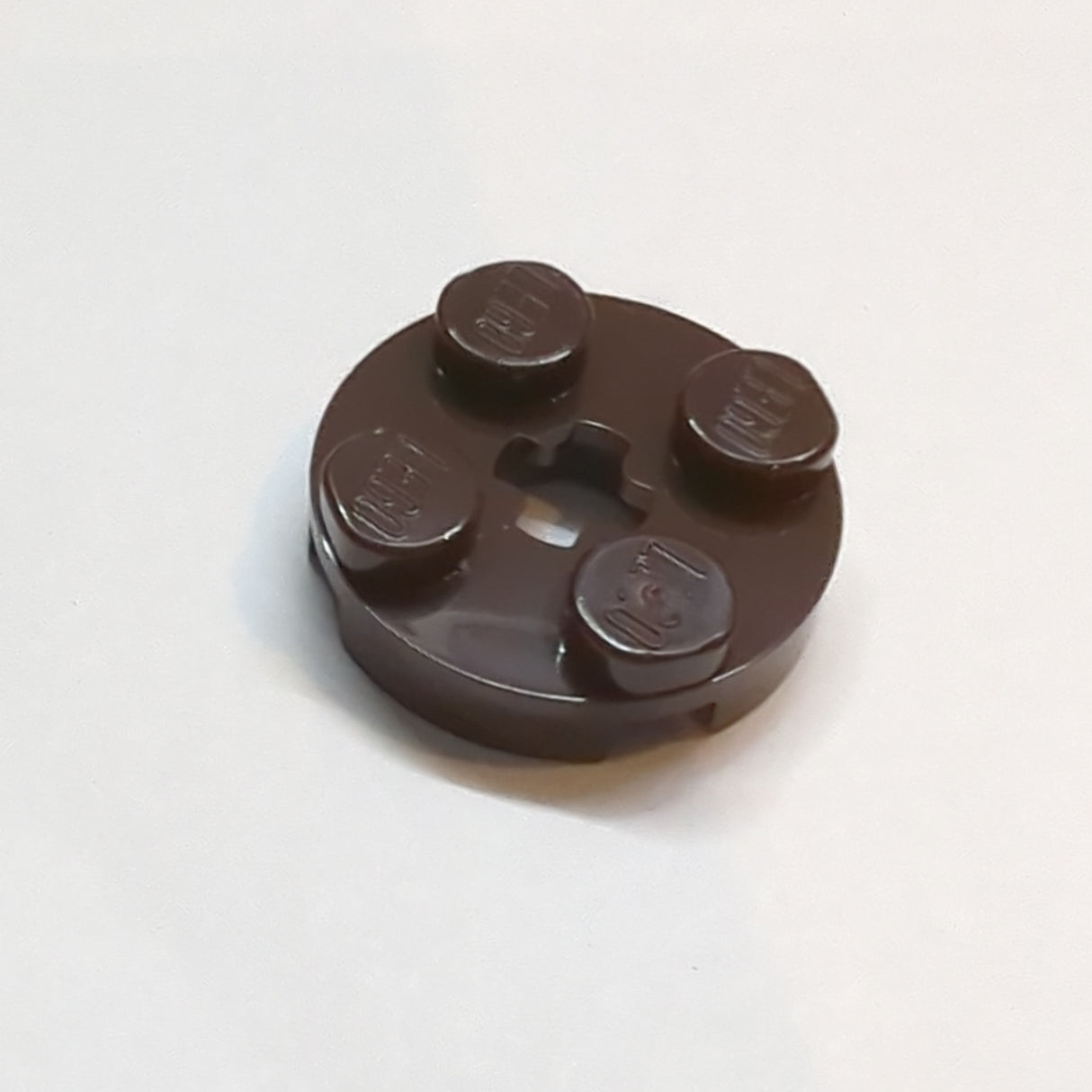 NEU Platte, rund 2 x 2 mit Achsloch dunkelbraun