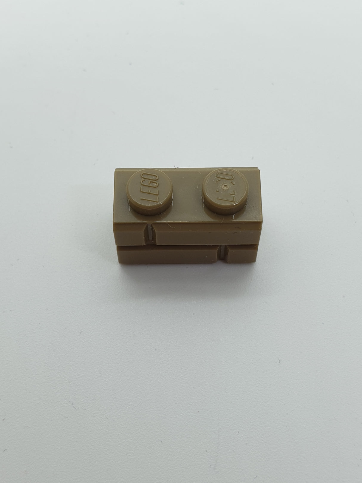 NEU Stein, modifiziert 1 x 2 mit Mauerprofil dunkelbeige