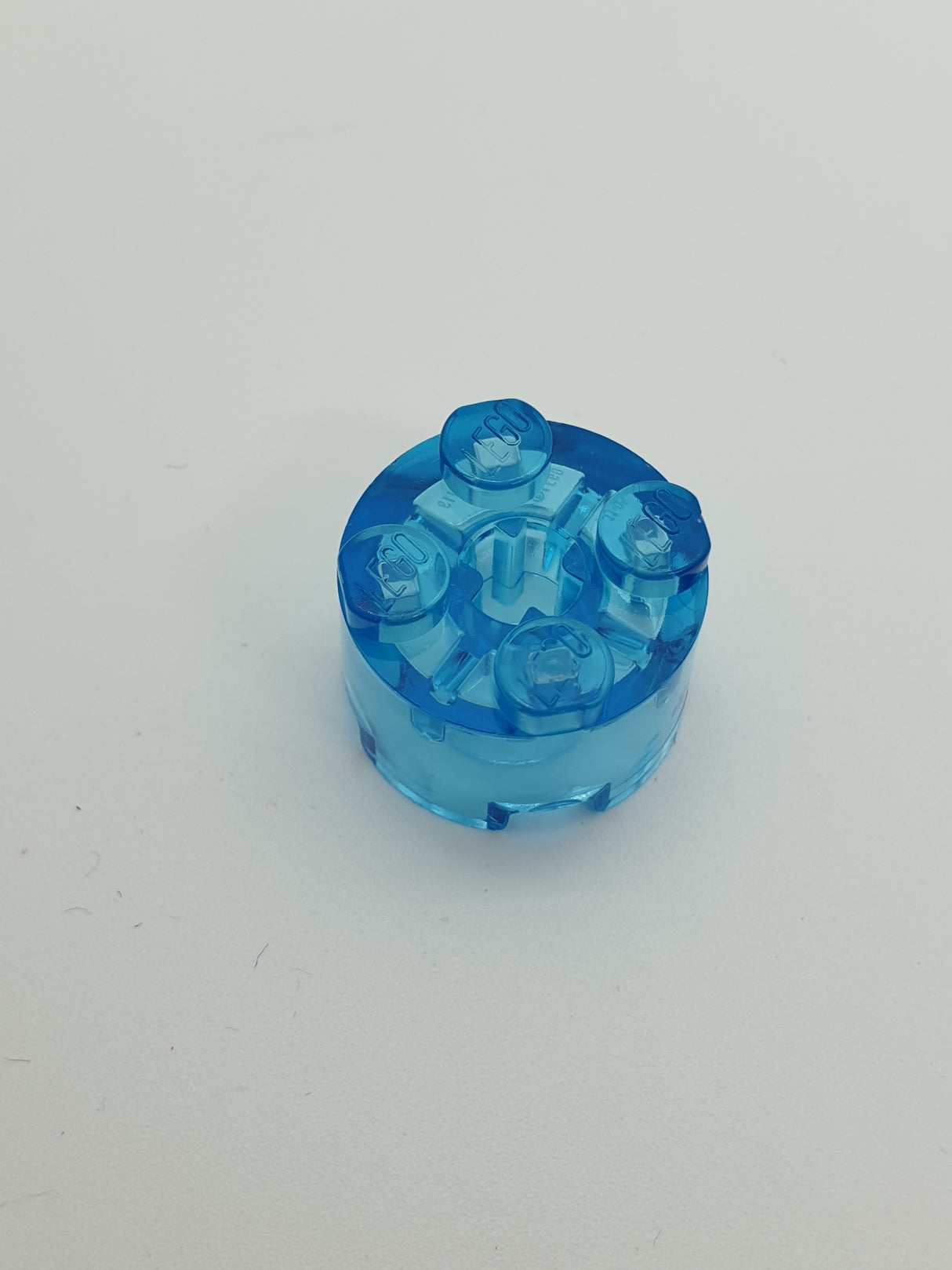 NEU Rundstein 2 x 2 mit Achsloch transparent hellblau