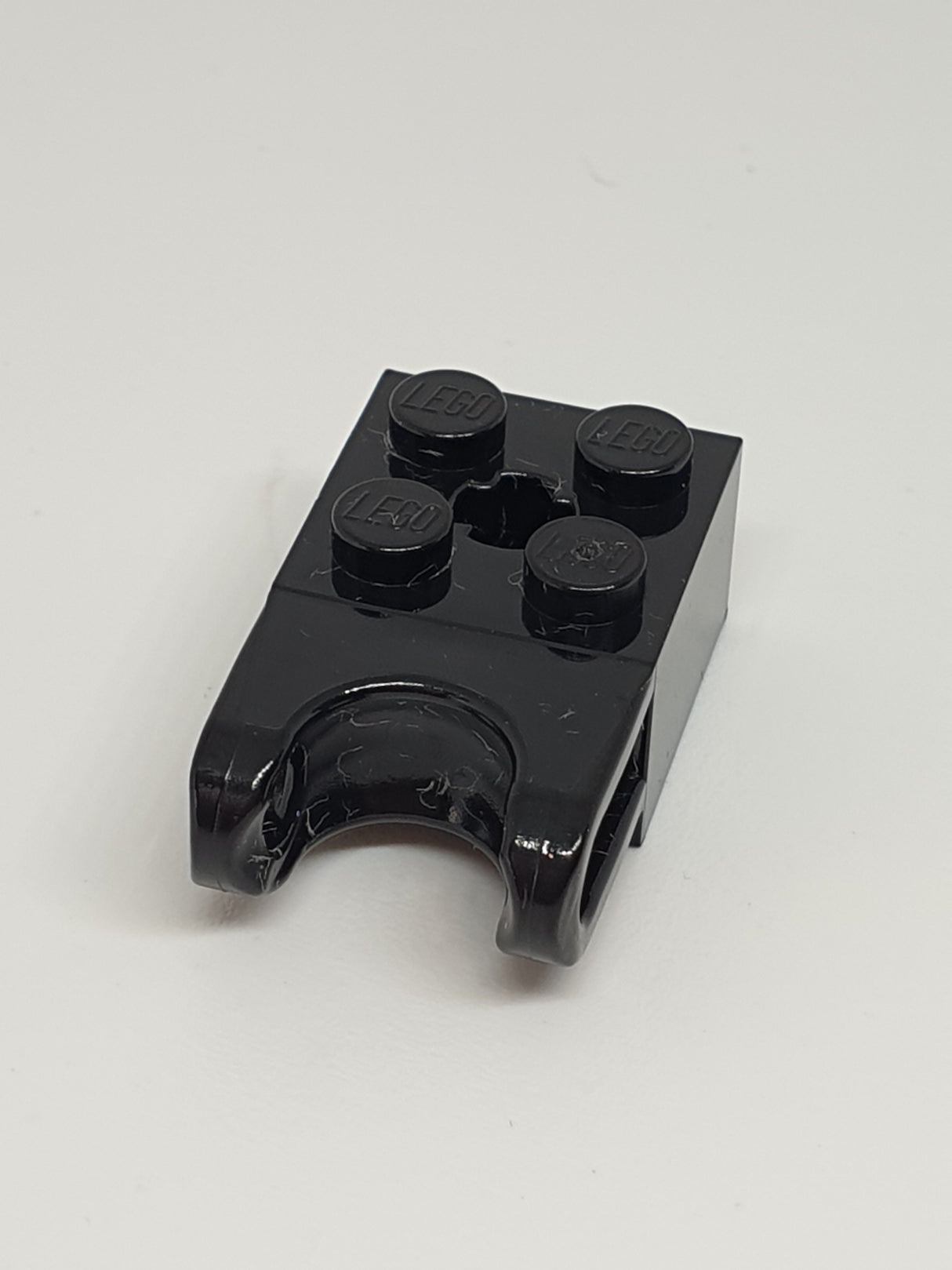 NEU Technik Stein 2 x 2 mit Kugelgelenk und Achsloch - gerade Gabel mit runden Enden schwarz