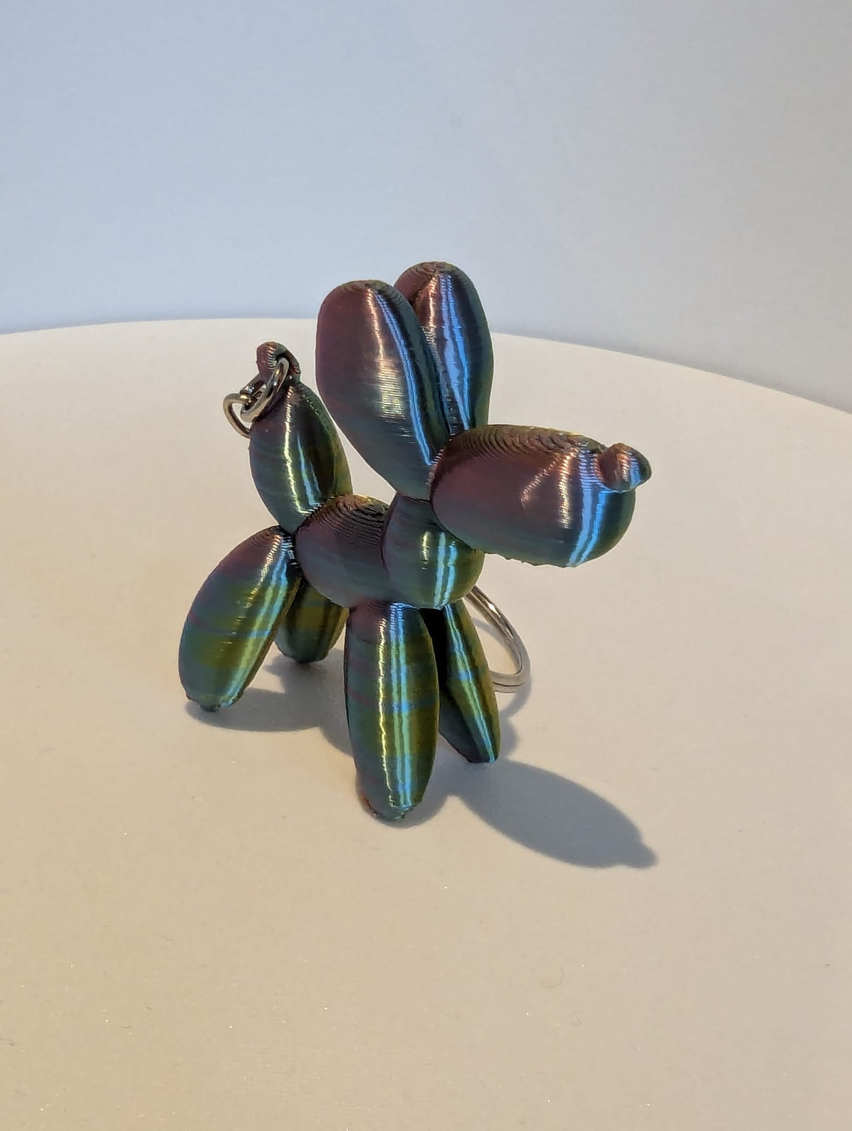 Luftballonhund Schlüsselanhänger 3D dreifarbig silk gelb rosa blau