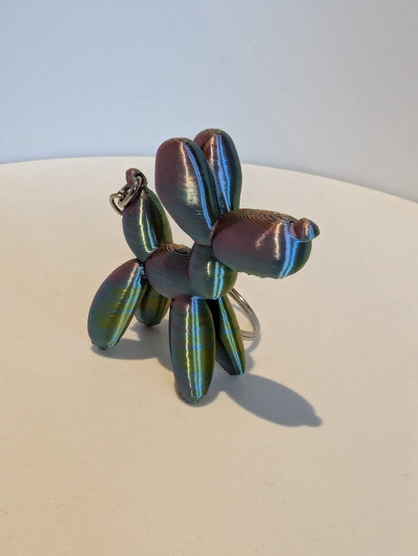 Luftballonhund Schlüsselanhänger 3D dreifarbig silk gelb rosa blau