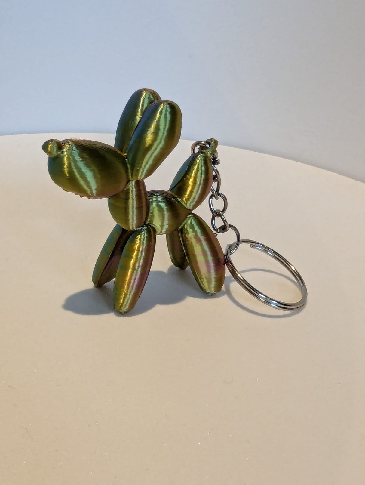 Luftballonhund Schlüsselanhänger 3D dreifarbig silk gelb rosa blau