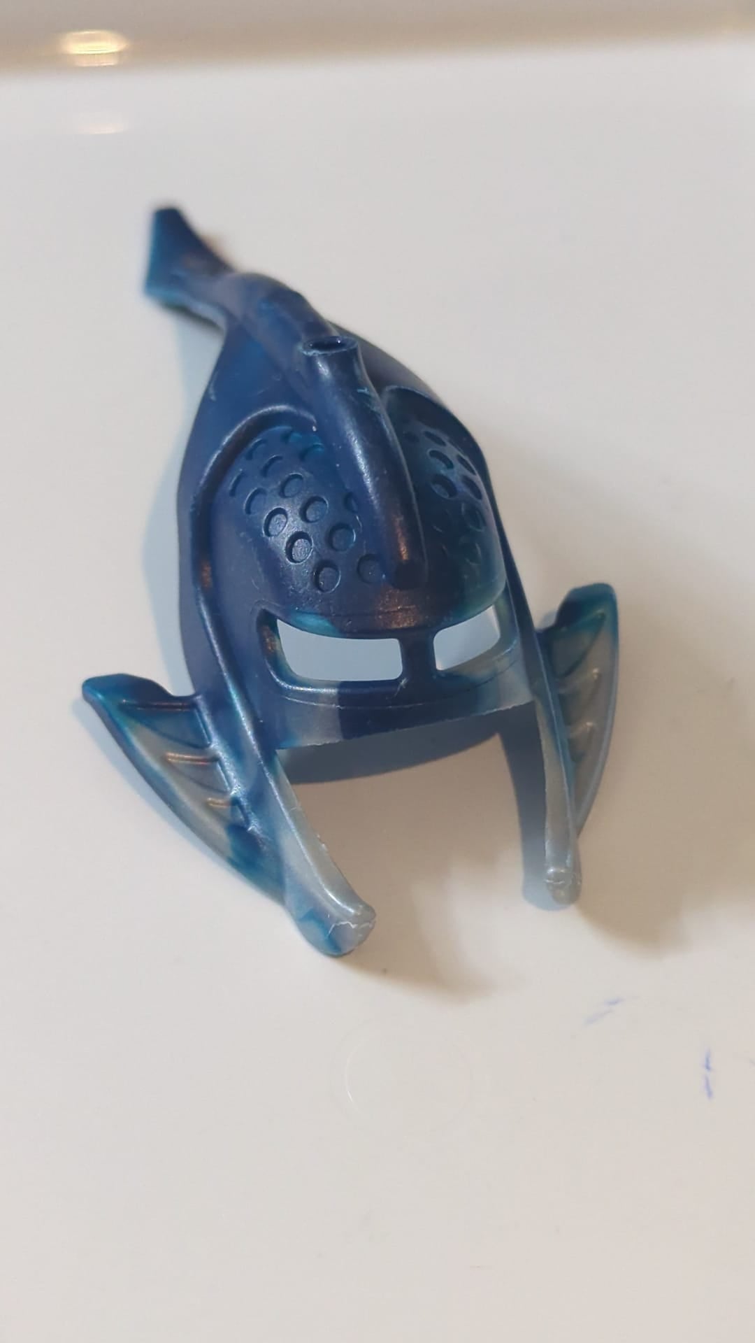 Bionicle-Maske Kiina mit hellgrauem Marmorperlenmuster dunkelblau