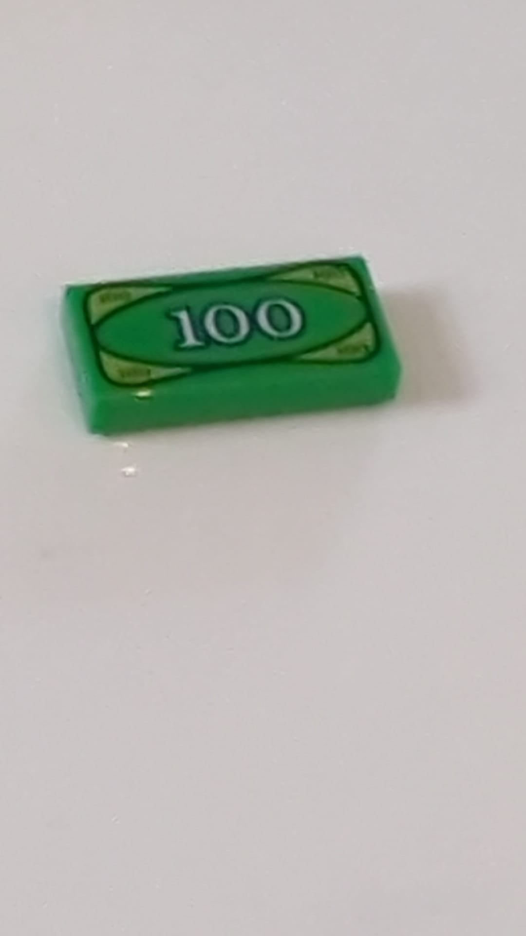NEU Fliese 1 x 2 mit Währungs-/Gelddruck (100er-Schein-Motiv), grün