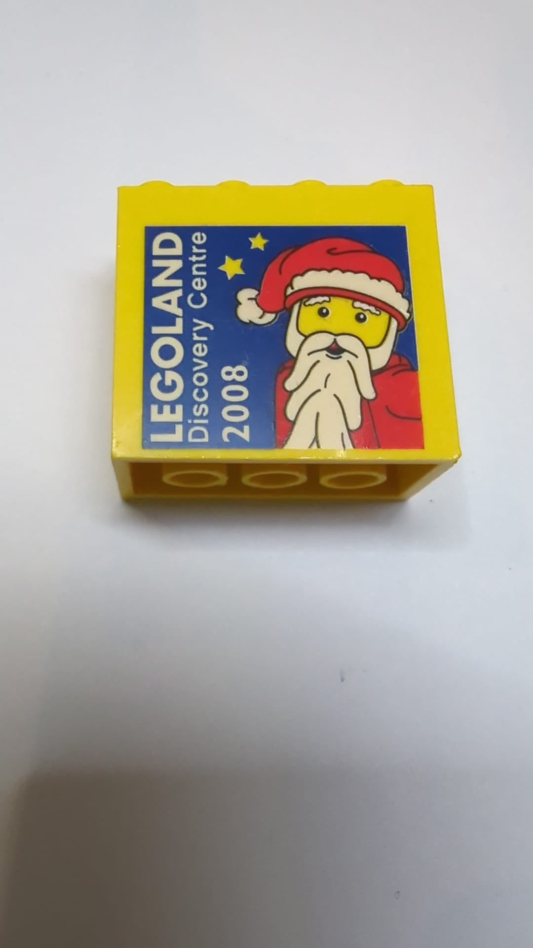 2x4x3 Stein mit Legoland Discovery Centre 2008 Weihnachtsmann-Motiv gelb