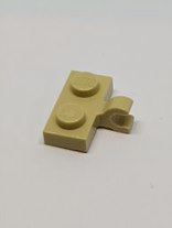 NEU Platte, modifiziert 1 x 2 mit Clip, seitlich horizontal beige