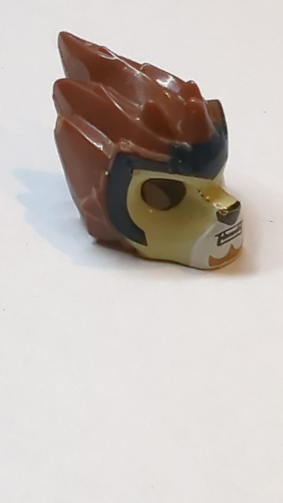 Minifigure, Headgear Mask Lion with Tan Face and Dark Blue Headpiece Pattern