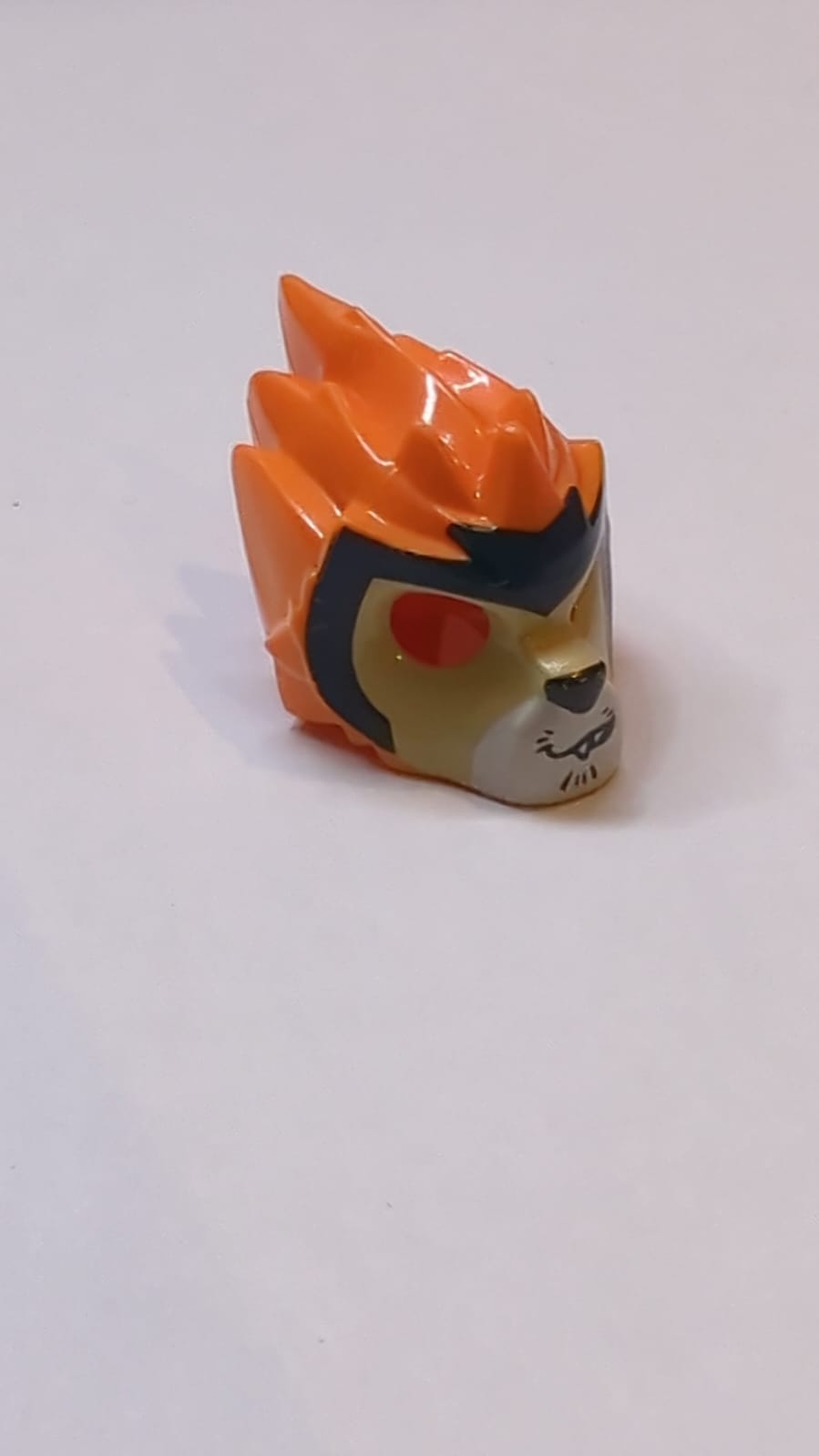 Minifigure, Headgear Mask Lion with Tan Face, Crooked Smile and Dark Blue Headpiece Pattern