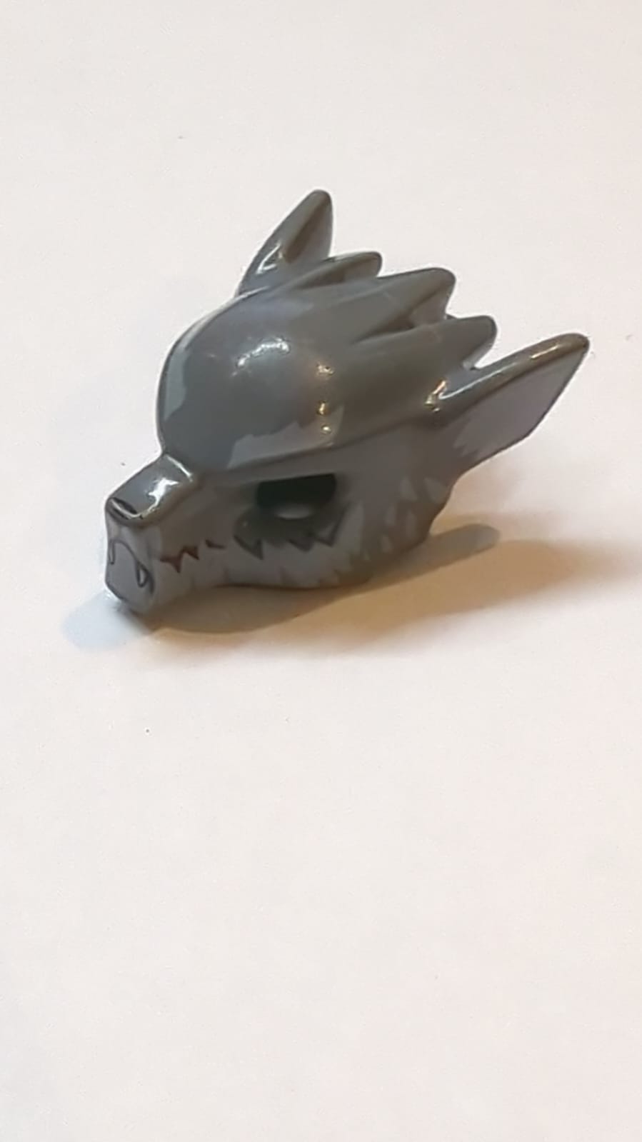Minifigure, Headgear Mask Wolf with Fangs, Light Bluish Gray Fur and Ears Pattern