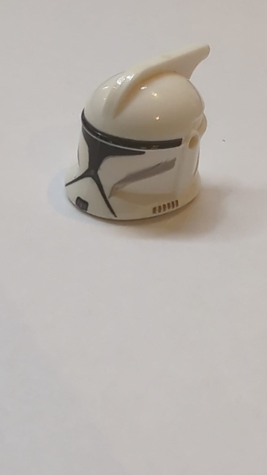 Minifigure, Headgear Helmet SW Clone Trooper with Holes, Light Bluish Gray and Black Markings and Black Visor Pattern