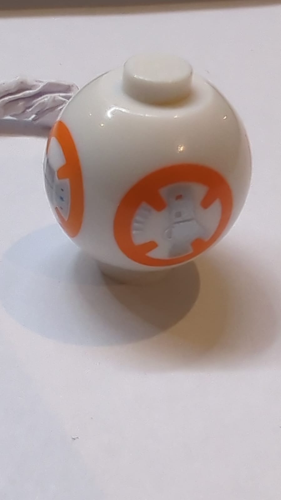 Stein, Rund 2 x 2 Kugel mit Noppe / Roboterkörper mit SW BB-8 Droiden Orange Kreise und Silberformen Muster