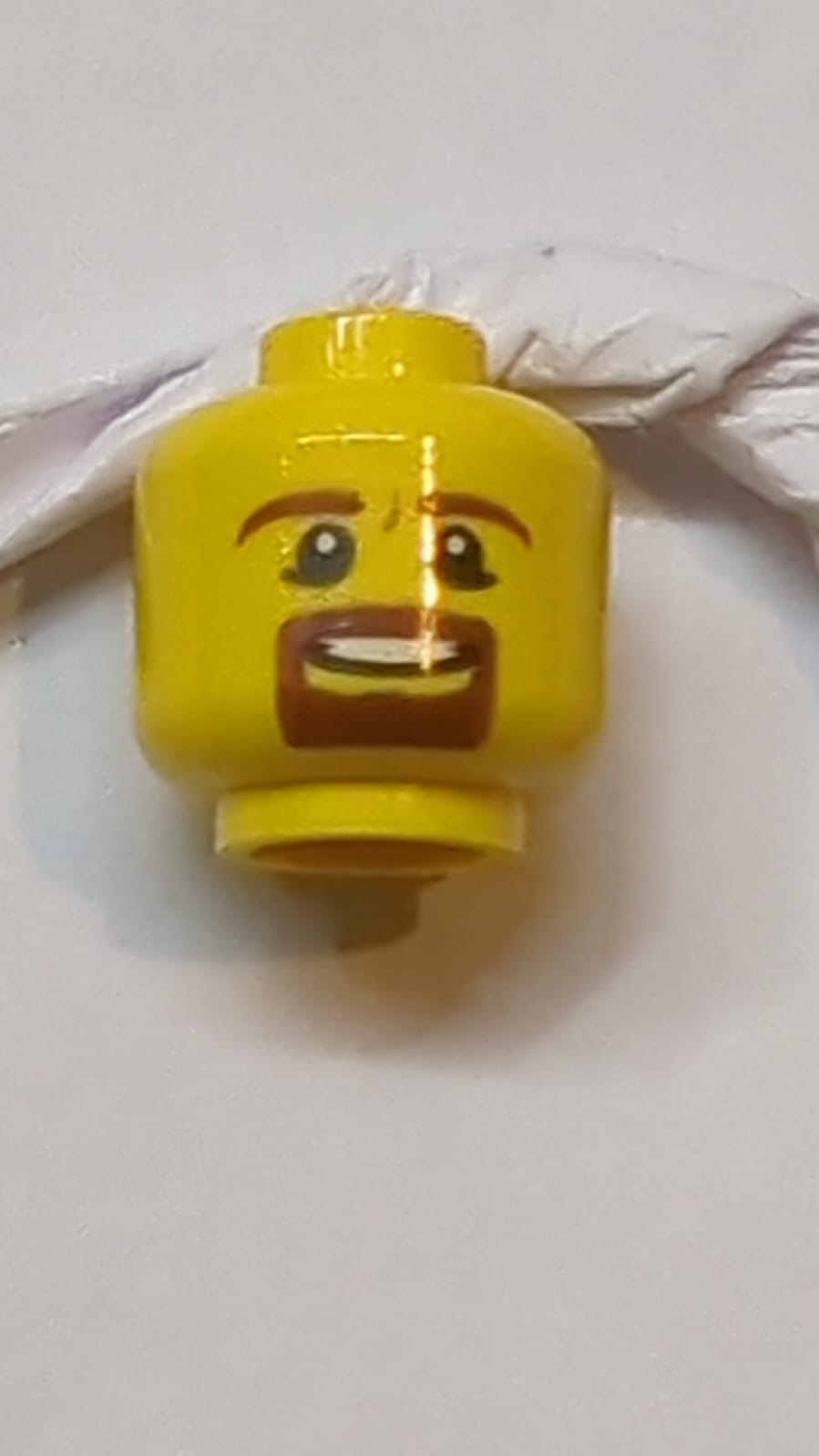 Kopf Männlicher brauner Bart und Augenbrauen, Ziegenbart, Pupillen, Zahnstruktur