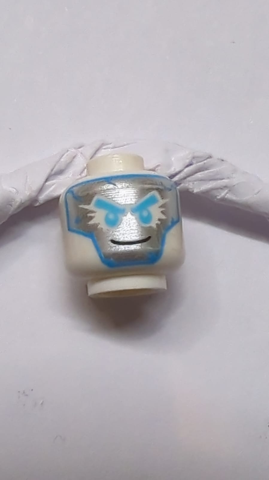 Kopf Dunkelblau und Silbermaske und mittelblaue Augenbrauen und Augenmuster (Zane) weiß