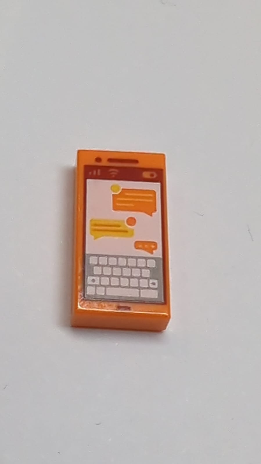 NEU Fliese 1 x 2 bedruckt mit Handy-/Smartphone-Bildschirm mit Tastatur- und Textnachrichten-Muster orange