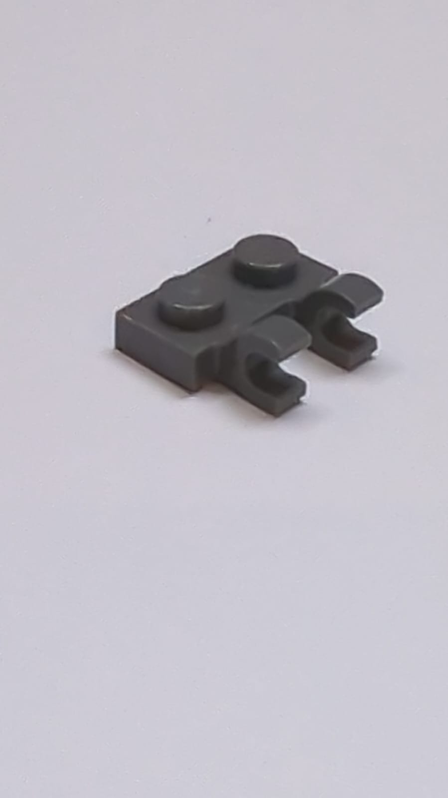 NEU Platte, modifiziert 1 x 2 mit 2 offenen O Clips (Horizontal) neudunkelgrau