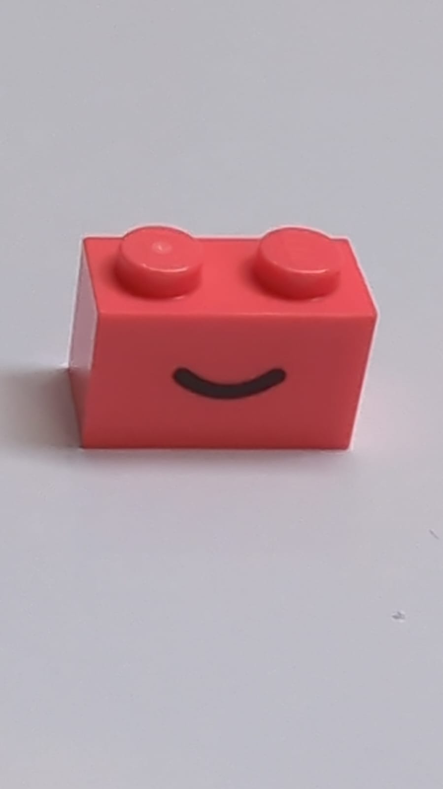 NEU Stein 1 x 2 mit schwarzem lächelndem Linienmuster, koralle