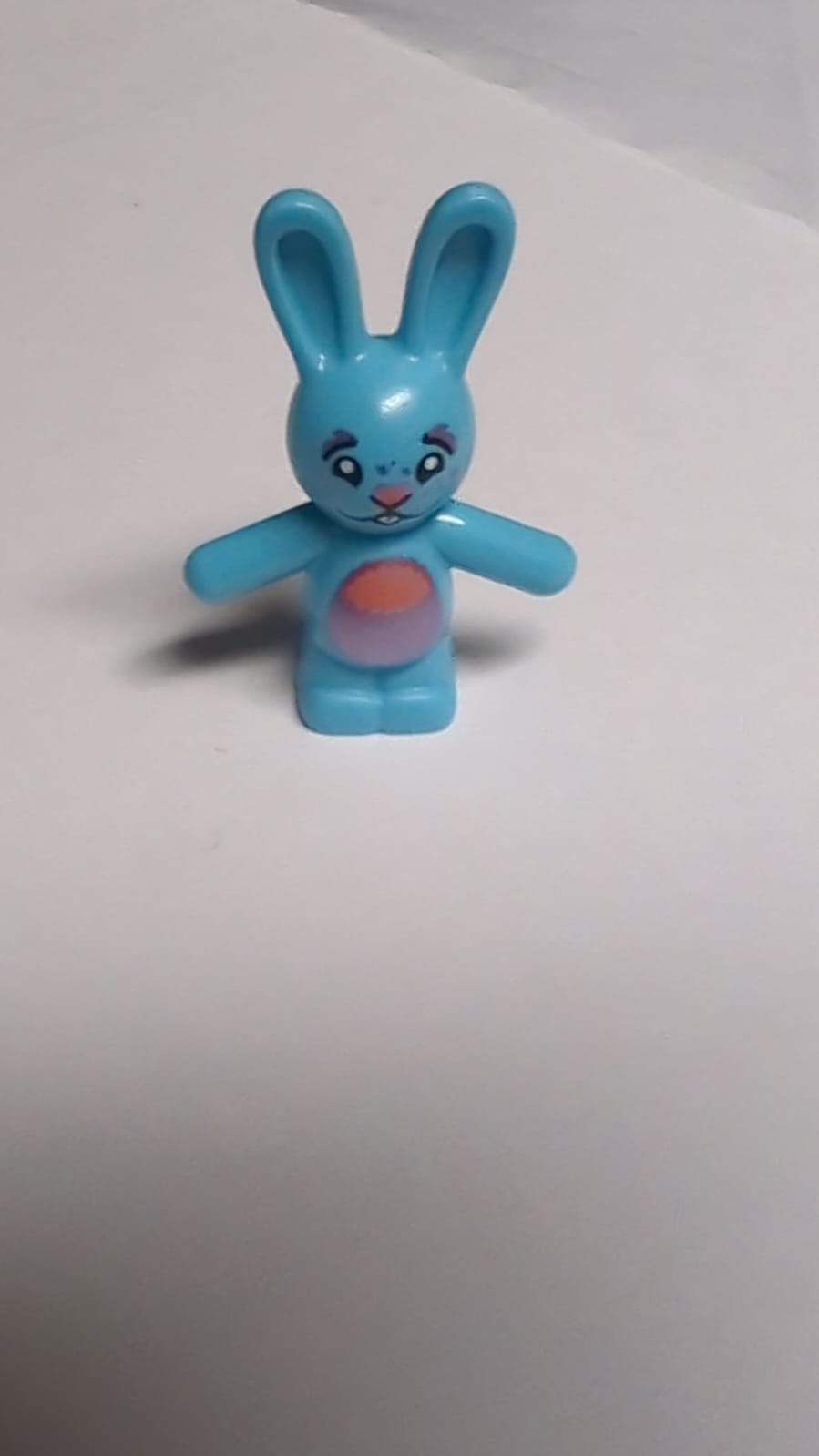 NEU Hase / Kaninchen stehend mit korallenfarbenem und metallisch rosa Nase und Bauch, Punkte und Sterne im Gesicht, weißes Zahn-Muster (Bunchu)