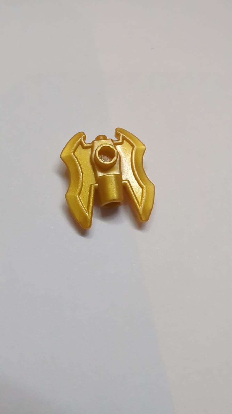 Waffen-Axtkopf, Doppelt mit Stangenhalter und 2 hohlen Noppen pearlgold