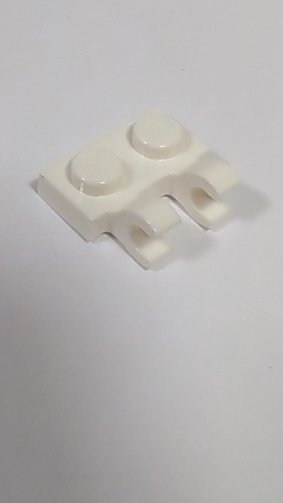 NEU Platte, modifiziert 1 x 2 mit 2 offenen O-Clips (horizontaler Griff) weiß