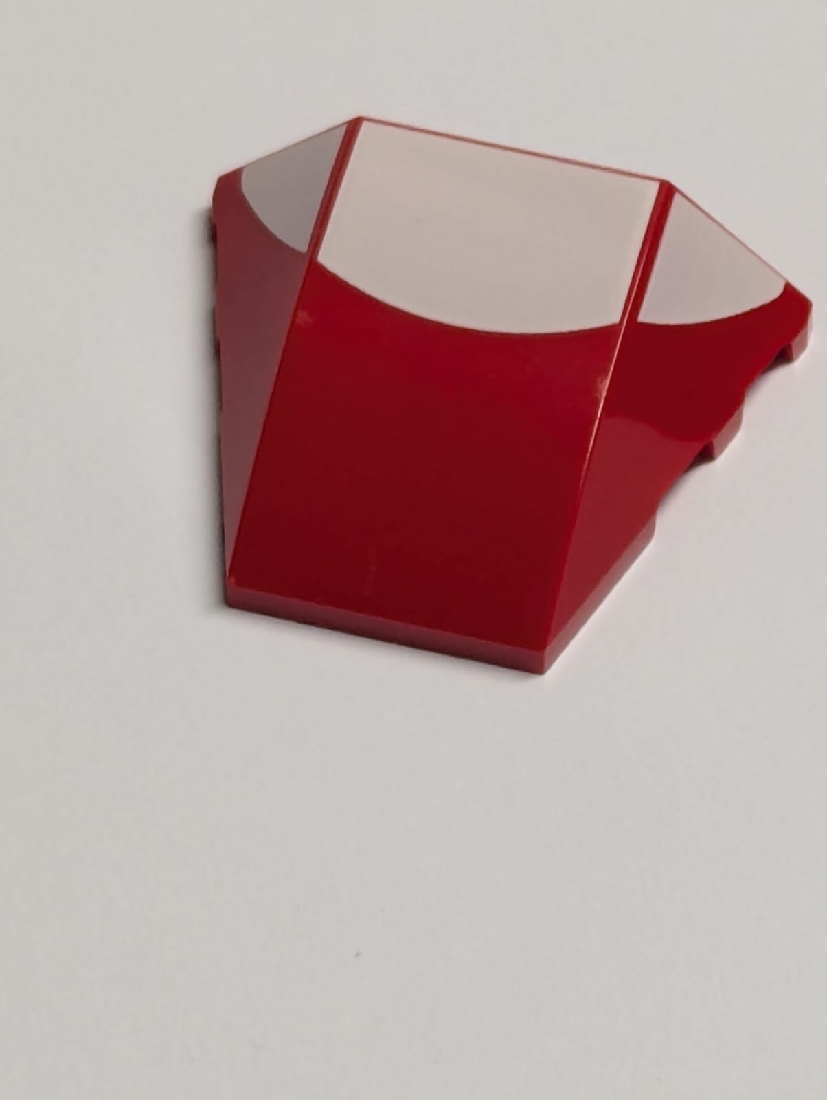 NEU Keil 4 x 3 dreifach gebogen, ohne Noppen, mit weißem Halbkreis-Muster von Seite zu Seite rot