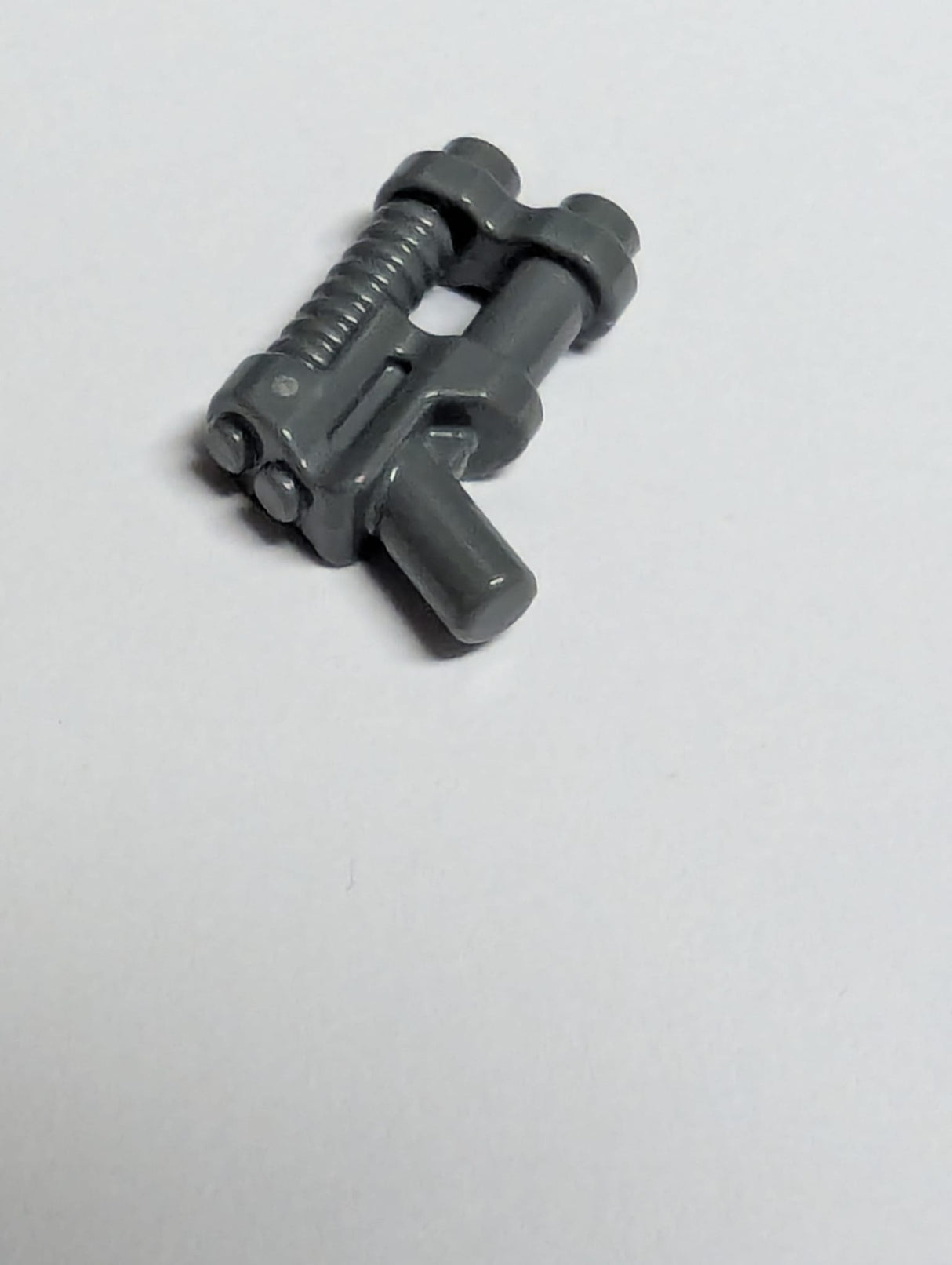 NEU Minifigur, Waffe Pistole, Doppelläufige Pistole - Oberer Lauf mit 8 Rillen neudunkelgrau