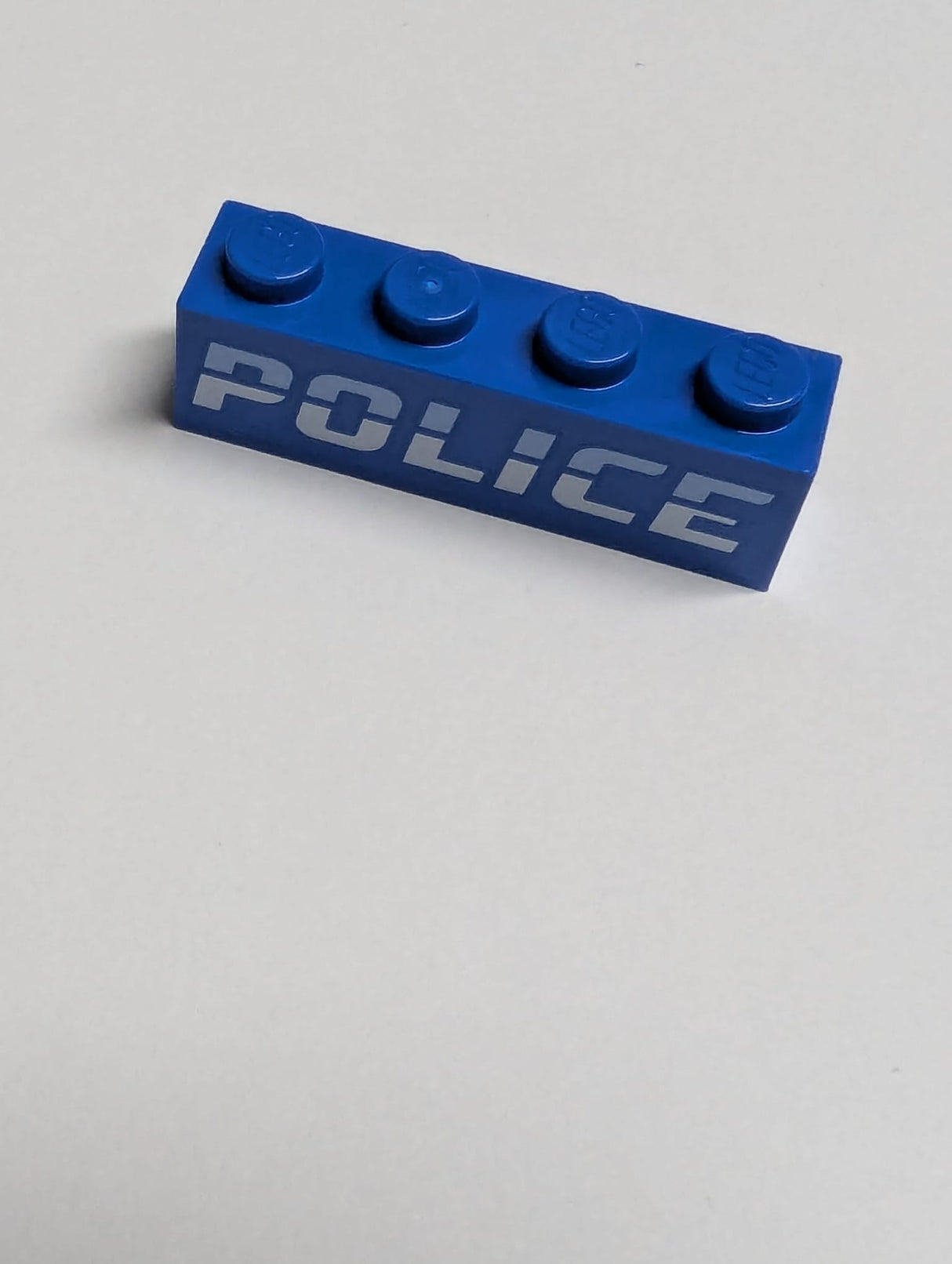 NEU Brick 1 x 4 with Bright Light Blue and White 'POLICE' Pattern blau blue
