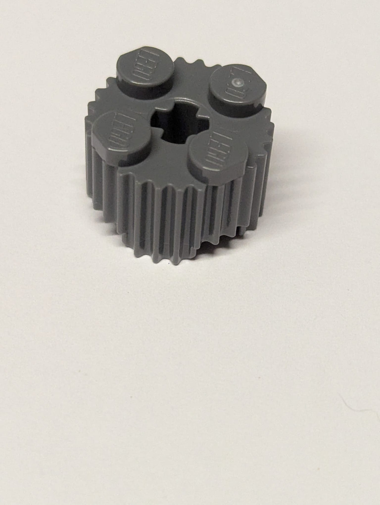 NEU Stein rund 2 x 2 mit Achsloch und Rillenprofil neudunkelgrau