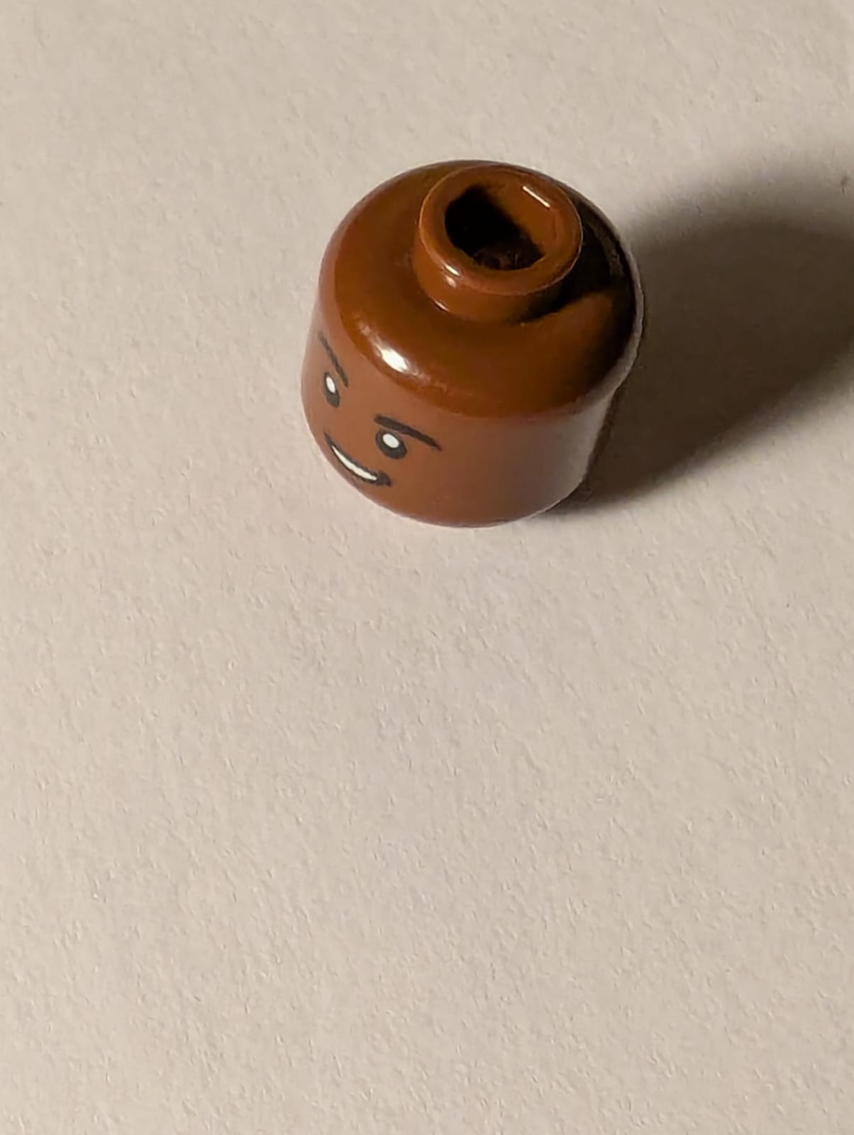 NEU Minifigure, Head Dual Sided, Black Eyebrows, Smile with Teeth / Scared Pattern Pattern - Hollow Stud