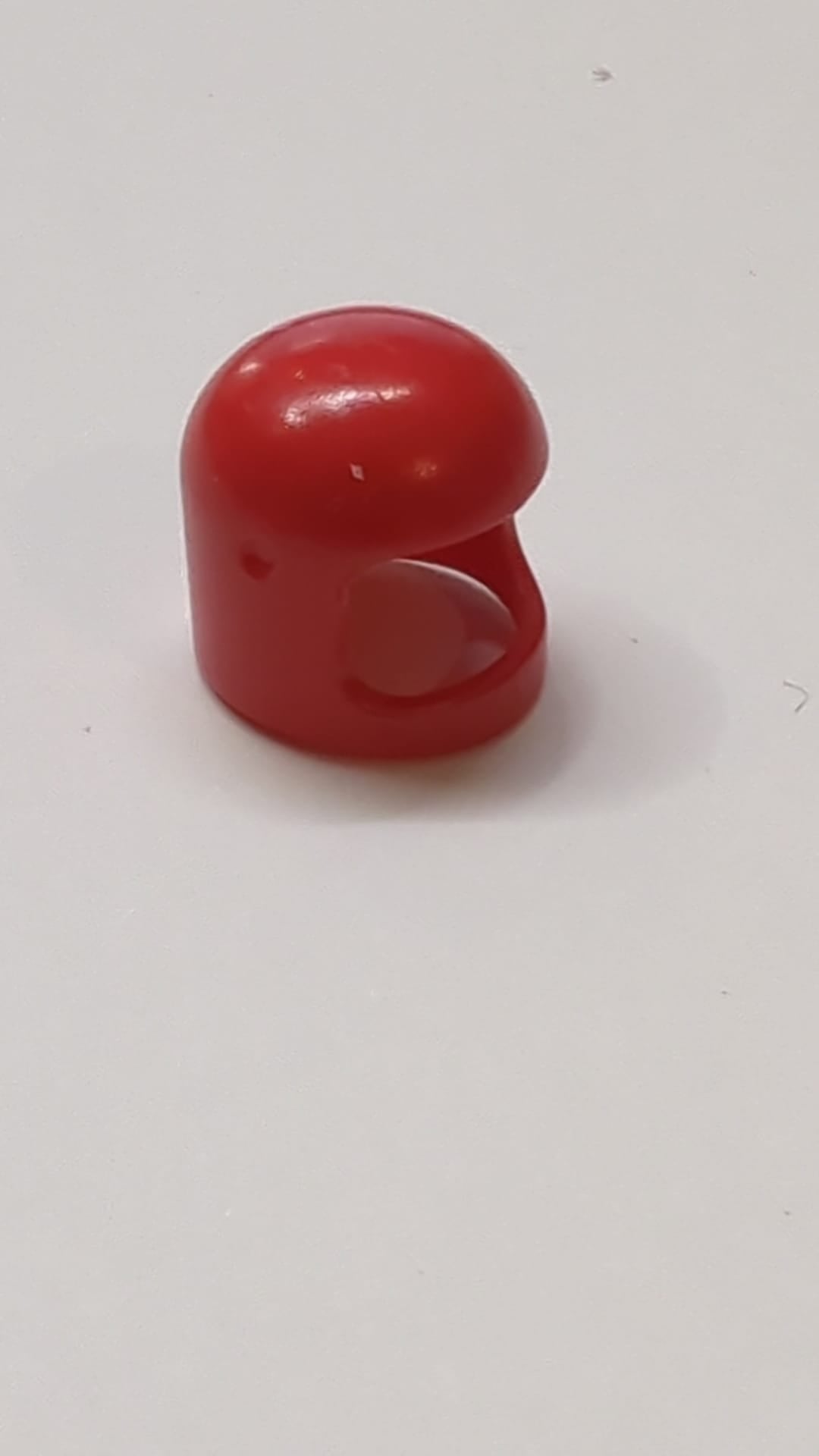 Minifigur, Kopfteil Helm Weltraum / Stadt mit dünnem Kinnriemen - mit Visierdellen rot