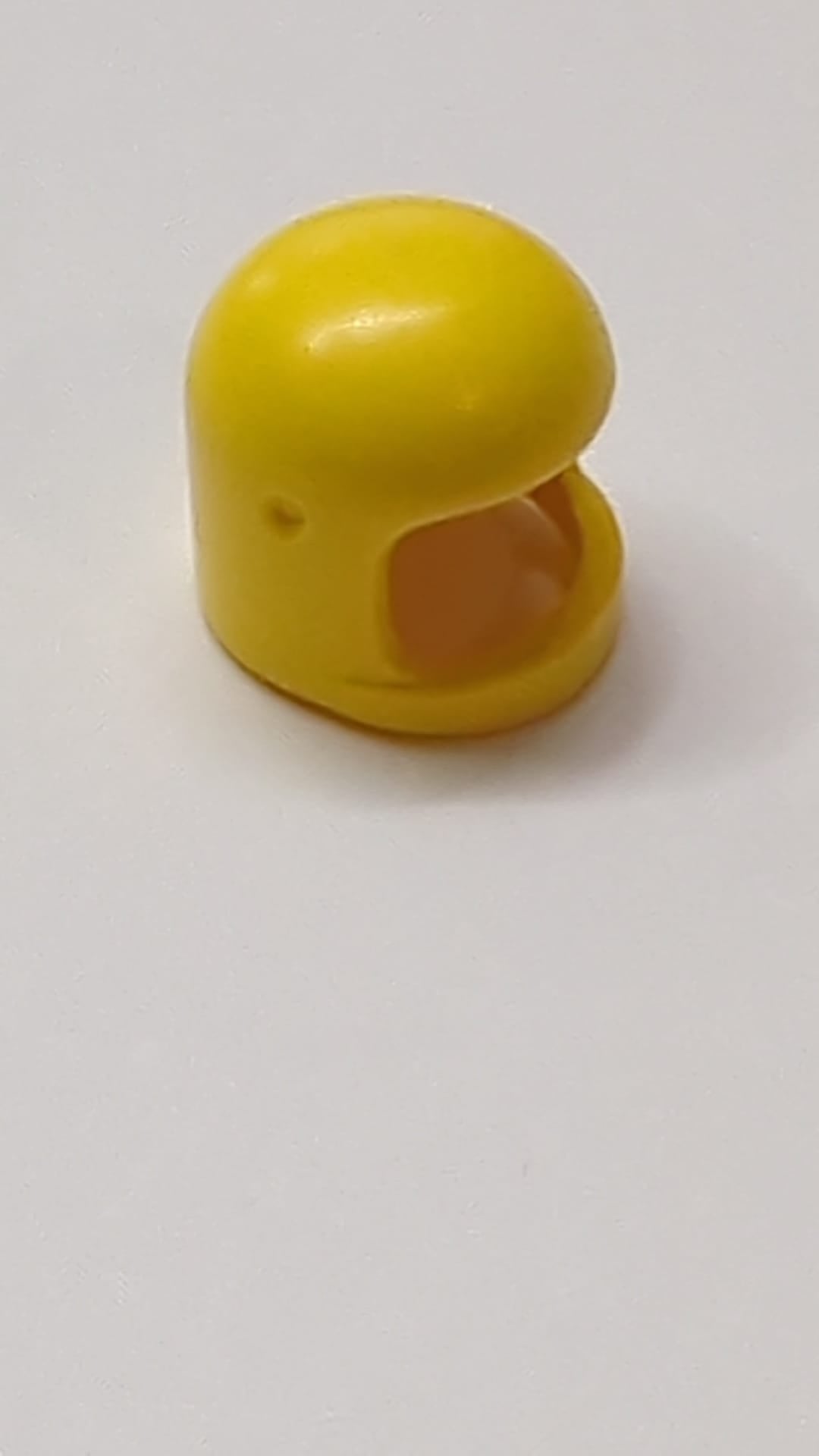 Minifigur, Kopfbedeckung Helm Weltraum / Stadt mit dickem Kinnriemen - mit Visiervertiefungen gelb