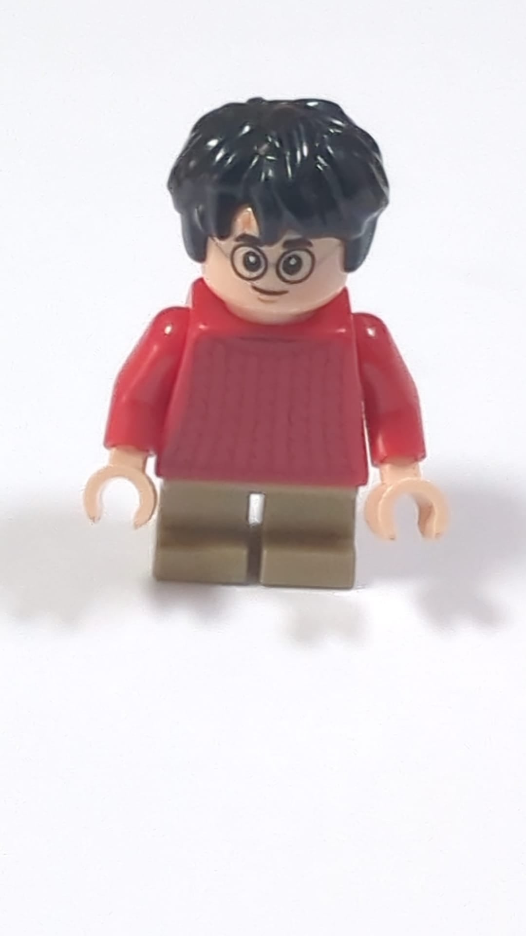 NEU Minifigur Harry Potter - Roter Pullover, Dunkelbeige Kurze Beine