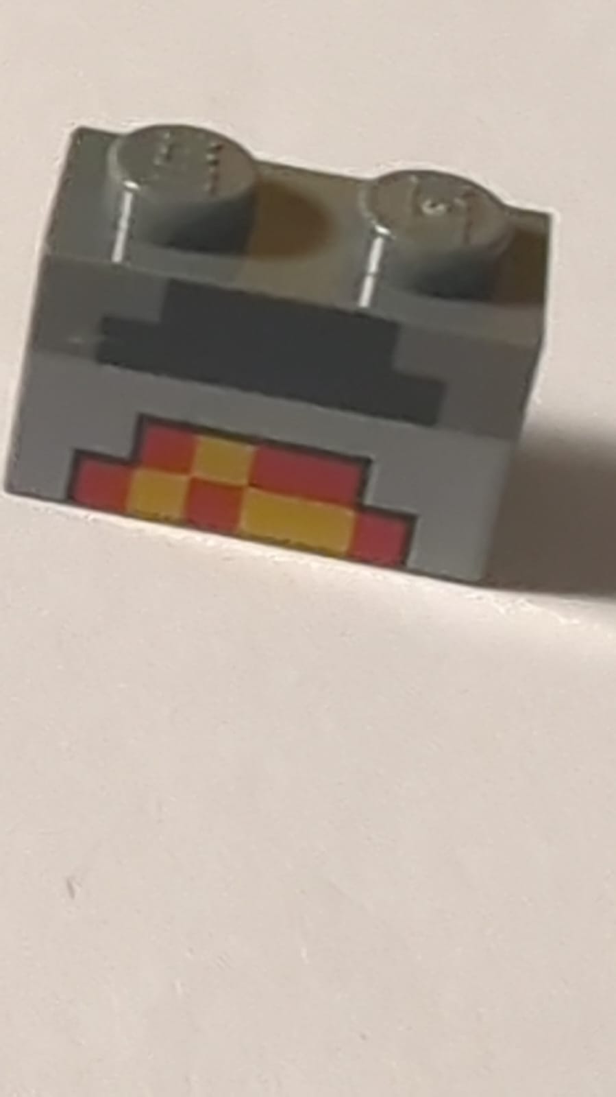 NEU Brick 1 x 2 with Minecraft Pixelated Furnace Lit Pattern neudunkelgrau dark bluish gray