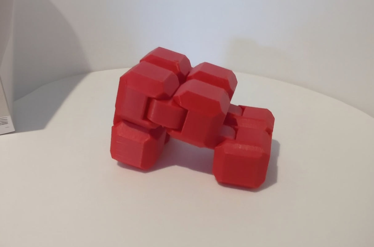 Fidget flexibler Würfel, abgerundet 3D rot