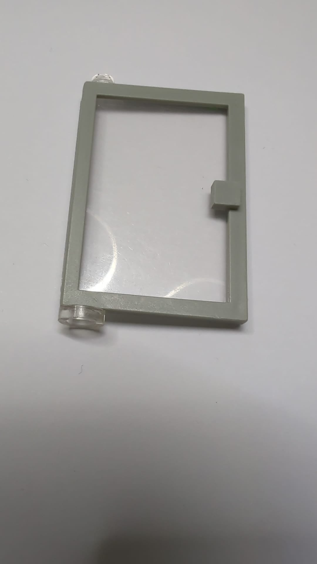 1x4x5 Tür links mit festem, transparentem Glas hellgrau