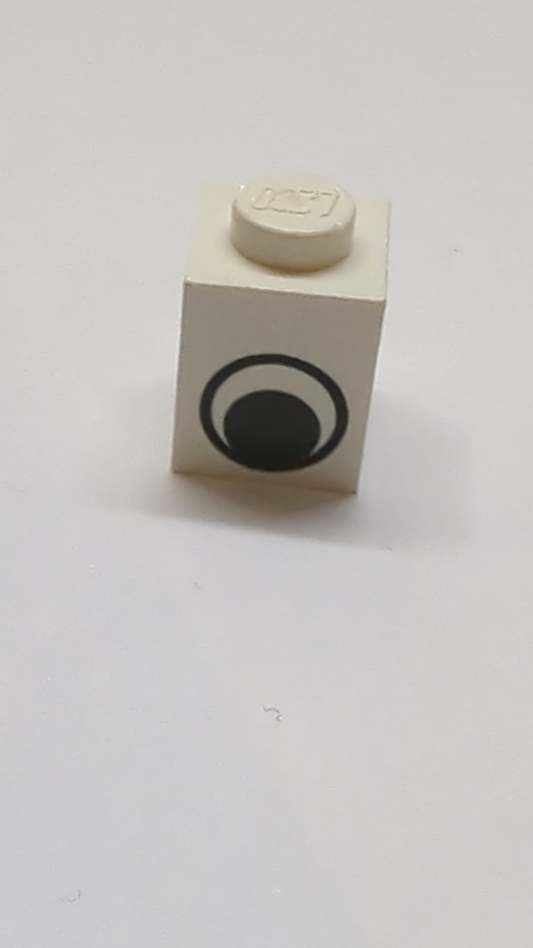 1x1 Stein mit schwarz-weißem Augenmuster ohne Pupille weiß