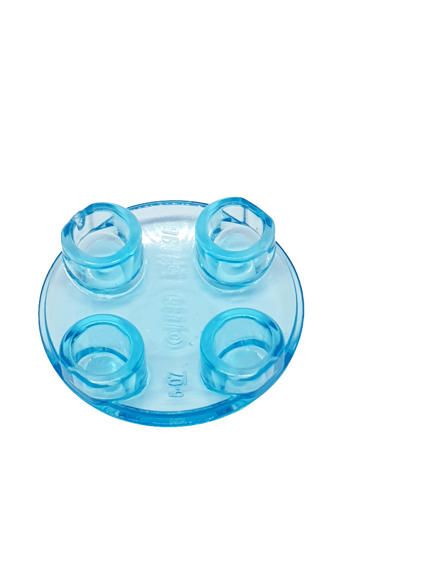 NEU Platte, rund 2 x 2 mit abgerundeter Unterseite (Bootsbolzen) transparent hellblau