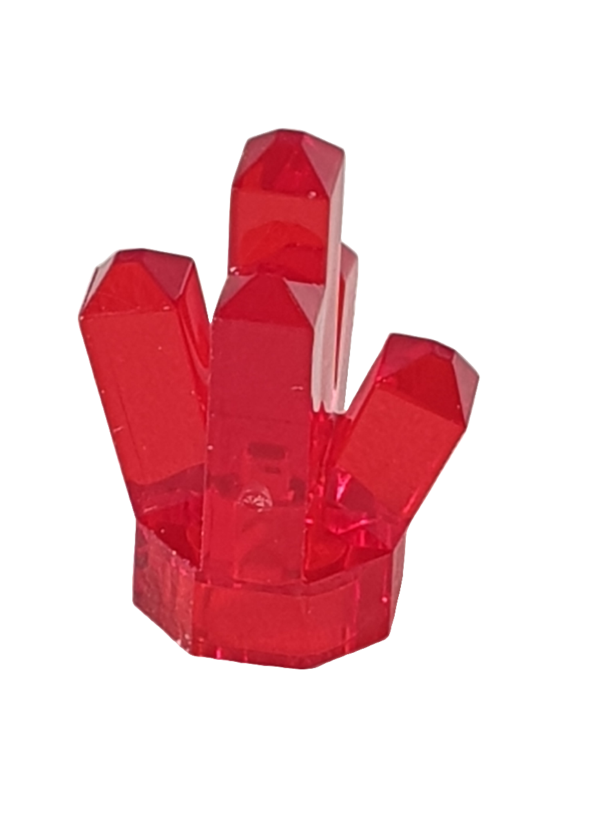 NEU 1 x 1 Fels Kristall mit 5 Auswölbungen transparent rot