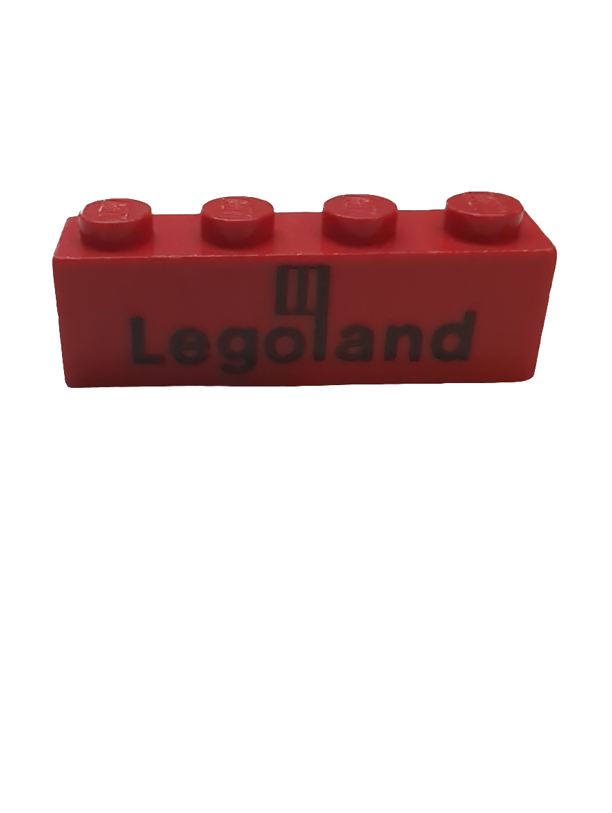 1x4 Stein bedruckt mit Black Legoland Logo Pattern rot red
